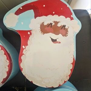 Santa Claus Christmas tin for cookies, a sort of baked goods tin
